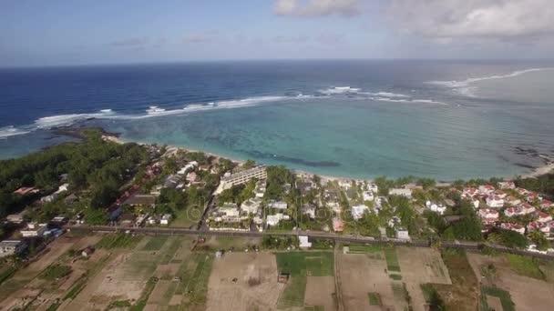 Légi felvétel partvidék Mauritius és a Indiai-óceán — Stock videók