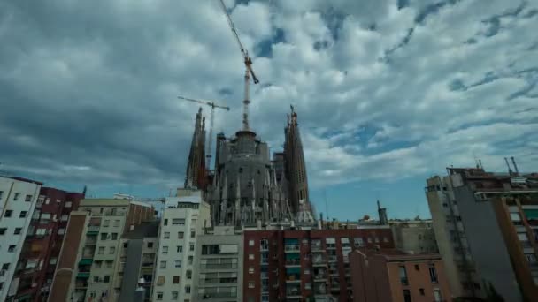 Timelapse da Sagrada Família de dia, à noite e à noite — Vídeo de Stock