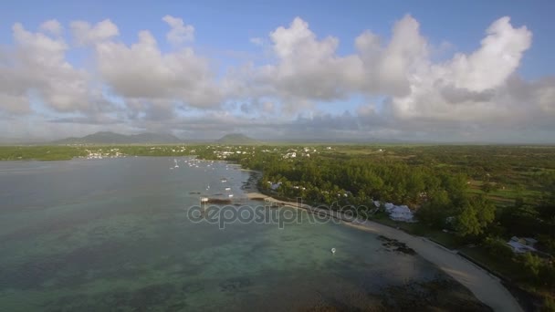 Garis pantai Mauritius, pandangan udara — Stok Video