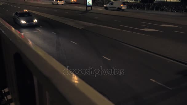 Vista da cidade da noite Rotterdam, Países Baixos — Vídeo de Stock