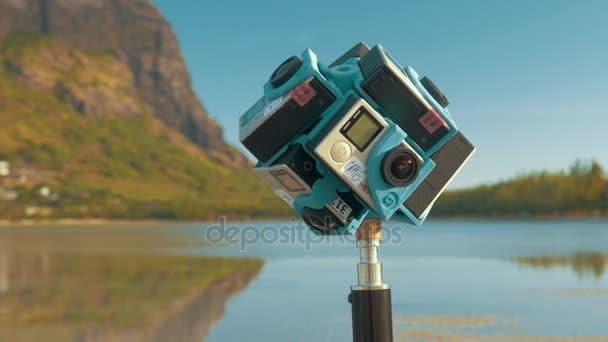 拍摄视频的自然使用六 Gopro 摄像头 360 度 — 图库视频影像