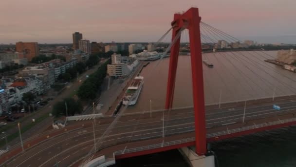 Aerial shot of Rotterdam cityscape — Stock Video