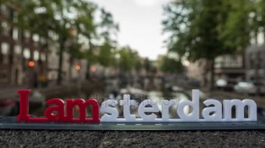 Şehir ve Amsterdam sloganı Timelapse