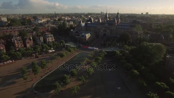 Amsterdam vista aérea com Rijksmuseum — Vídeo de Stock