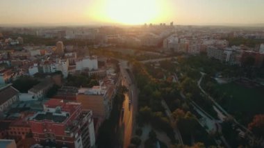 Valencia, gün batımı, havadan görünümü