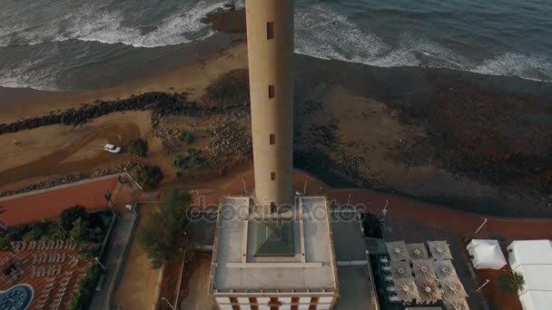 Phare de Maspalomas sur fond océanique, aérien — Video