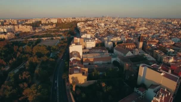 Valencia Flygfoto i solnedgången, Spanien — Stockvideo