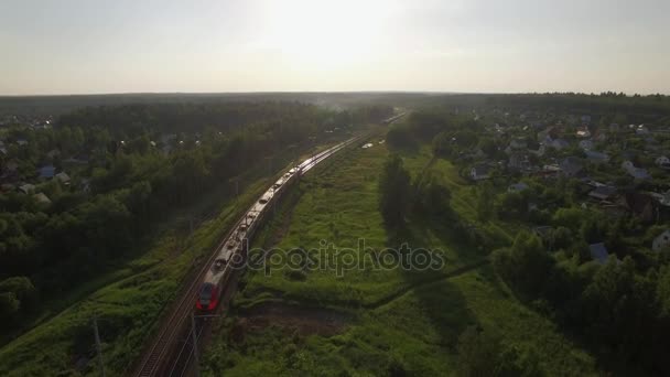 ロシアの田園地帯に鉄道上空 — ストック動画