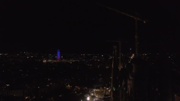 Vista aérea de Barcelona por la noche — Vídeo de stock