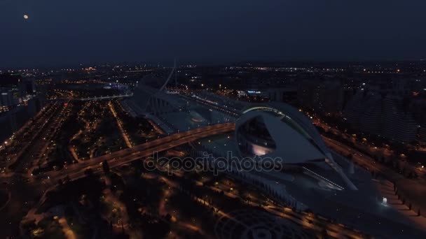 Ville des Arts et des Sciences. Valencia nuit vue aérienne — Video