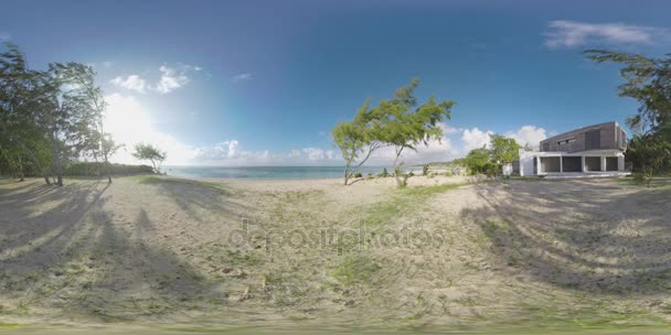 360 vr Zeitraffer der Natur und Paar zu Fuß am Strand, mauritius — Stockvideo