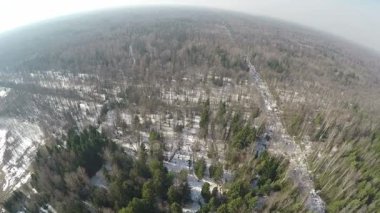 Karışık kış orman hava Panoraması