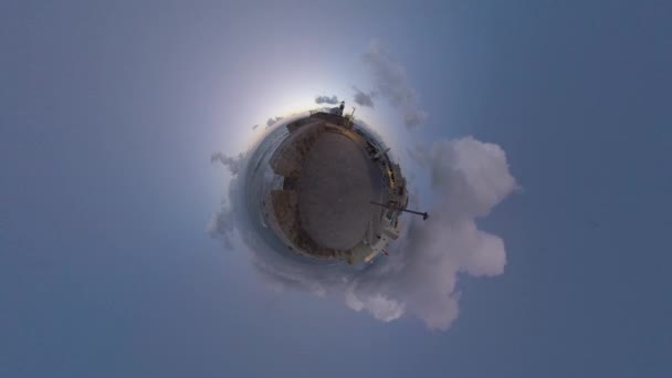 Coastal city timelapse with little planet effect — Stock Video