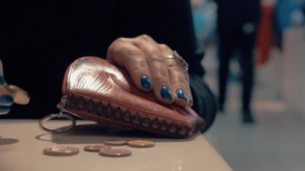 Vrouw haar laatste geld tellen — Stockvideo