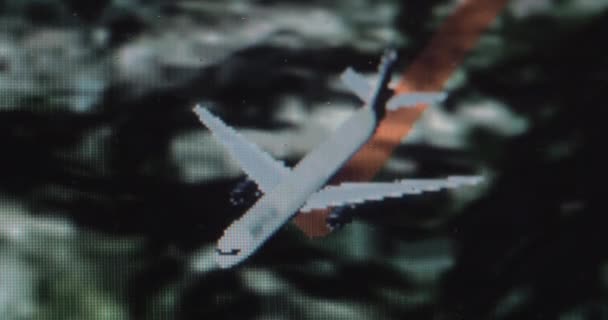 Путь полета отображается на мониторе самолета — стоковое видео