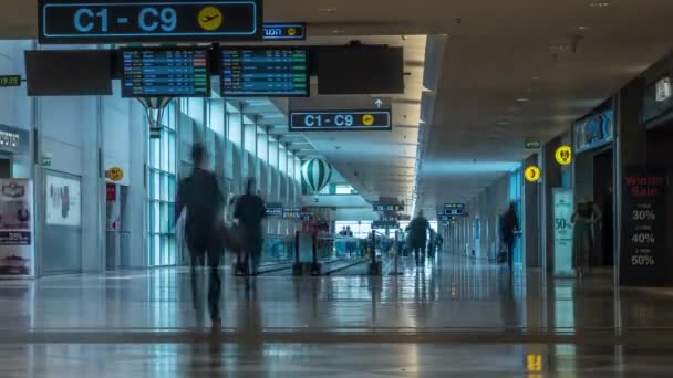 Timelapse της κυκλοφορίας επιβατών στο Διεθνές Αεροδρόμιο Μπεν Γκούριον. Τελ Αβίβ, Ισραήλ — Αρχείο Βίντεο