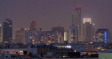 Tel Aviv, İsrail'e geliyor gecenin Timelapse