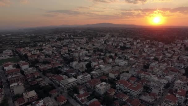 Aerial townscape at sunrise. Nea Kallikratia, Greece — Stock Video