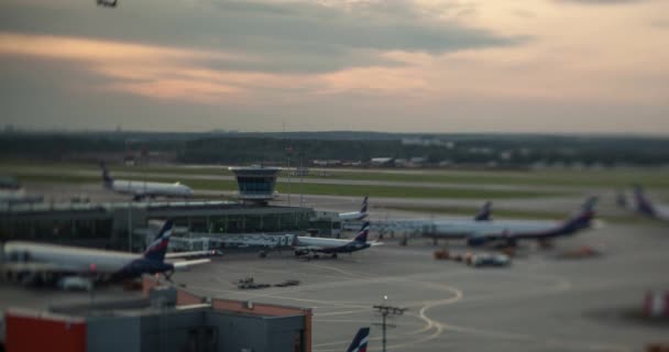 Timelapse av flygplan trafik i Sheremetyevo Airport, Moskva — Stockvideo