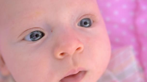 Face of three months baby girl — Stock Video