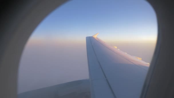 Olhando através do iluminador durante o voo da manhã — Vídeo de Stock