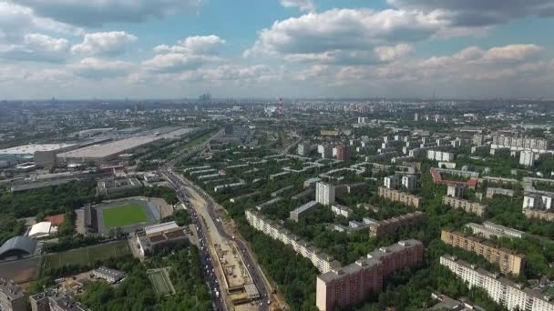 Авиационная панорама Москвы летом, Россия — стоковое видео