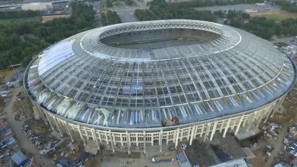 Flygfoto av Luzhniki Stadion under rekonstruktion, Moskva — Stockvideo