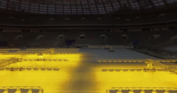 Sistema de calefacción de césped dentro del estadio Luzhniki en Moscú, Rusia — Vídeo de stock