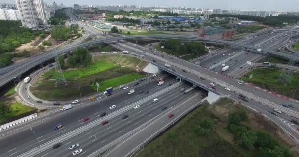 Vervoersinfrastructuur in Moskou, luchtfoto — Stockvideo