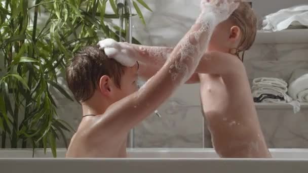 Lillasyster och storebror tar hand om varandra — Stockvideo