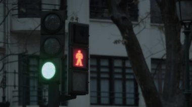 Red and green signals of pedestrian traffic lights