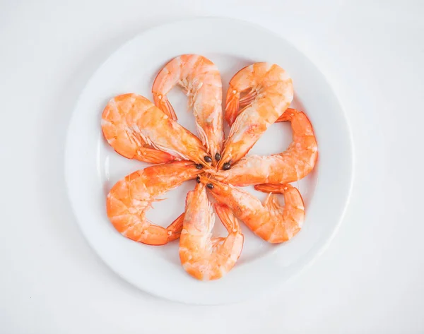 Cooked shrimp in plate isolated — Stock Photo, Image