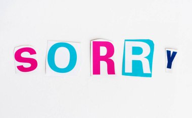 Sorry cut from newspaper letters isolated clipart