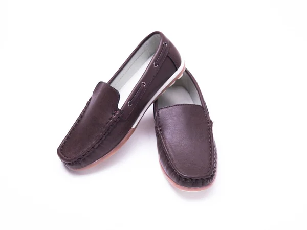 Brown moccasins for a boy — Stock Photo, Image