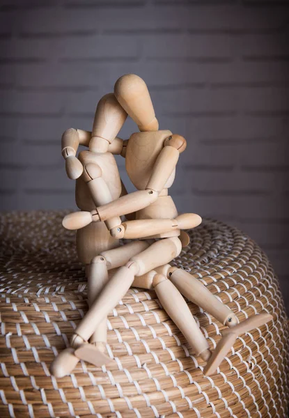 Two Lovers wooden man — Stock Photo, Image