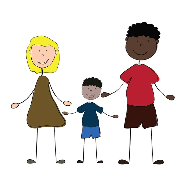 Μικτή ευτυχισμένη οικογένεια — Διανυσματικό Αρχείο