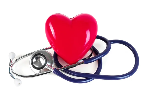 Red heart and stethoscope — Stock Photo, Image