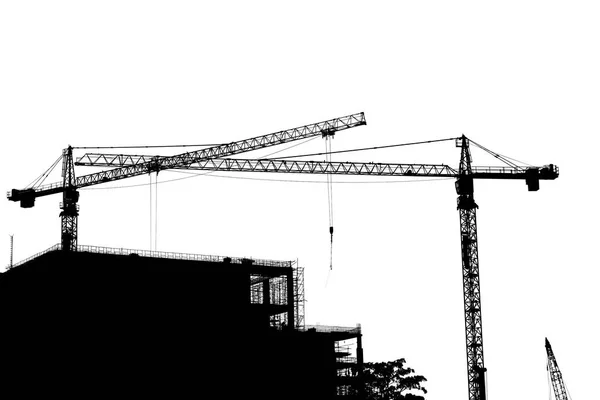 Bir bina yapım aşamasında, siyah beyaz resim — Stok fotoğraf