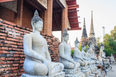 Buda heykelleri oturan eski harabe wa tapınakta ile uyumlu