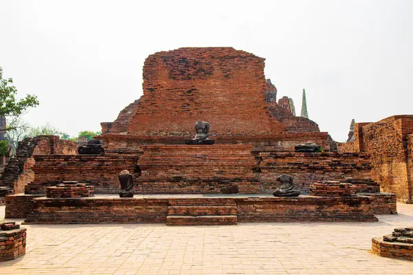 Une Vieille Statue Bouddha Ruine Antique Wat Mahathat Des Endroits — Photo