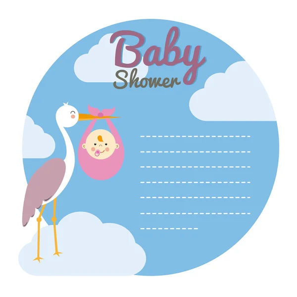 Ooievaar met babymeisje — Stockvector