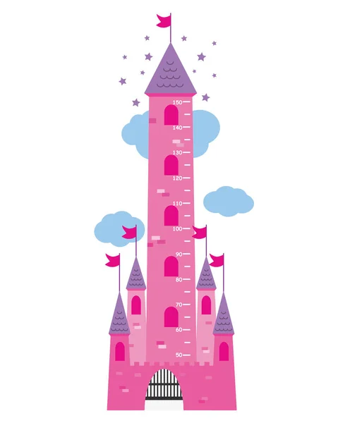 Meter muur kasteel prinsessen. — Stockvector