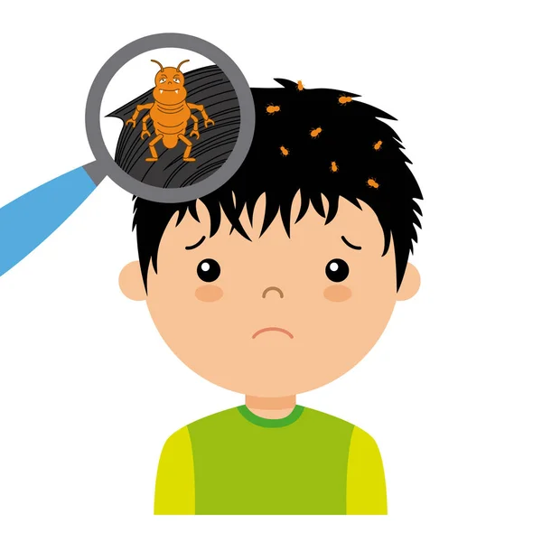 Boy with head lice — Stock Vector