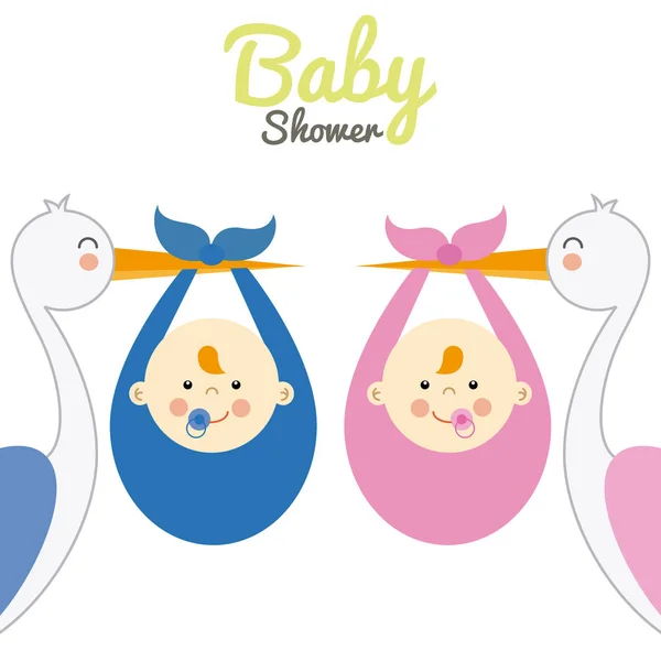 Gemelos baby shower — Vector de stock