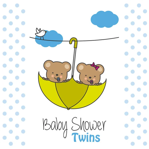 双胞胎婴儿洗澡 — 图库矢量图片