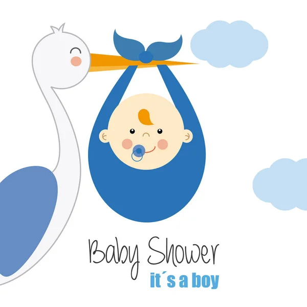 Ooievaar met Baby Boy — Stockvector