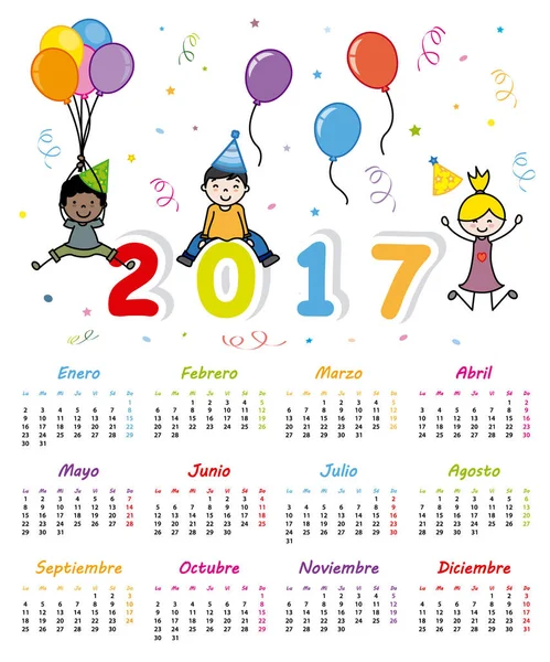Spanska kalendern 2017 — Stock vektor