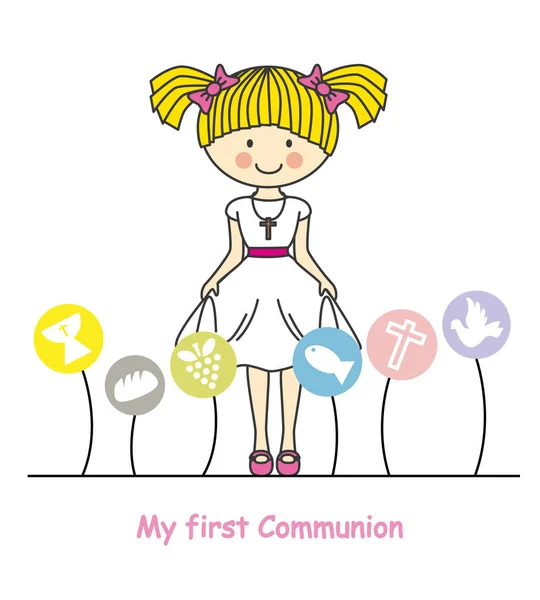Ma première fille de communion — Image vectorielle