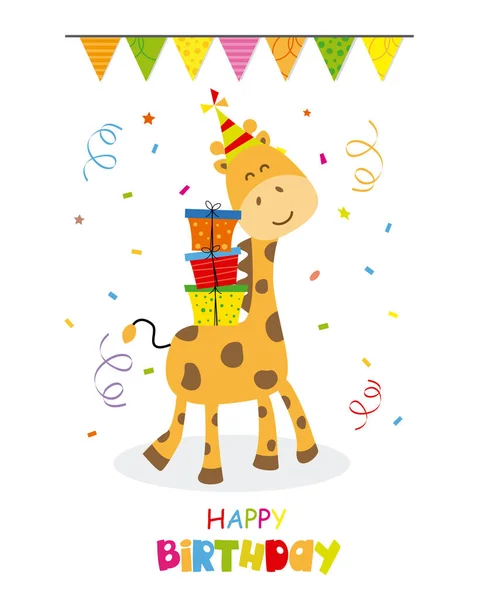 Carte d'anniversaire. girafe partie — Image vectorielle