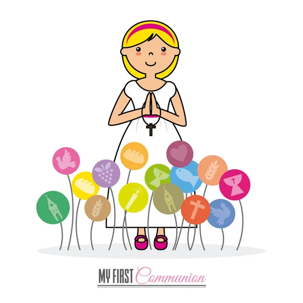 My first communion girl — Stock Vector